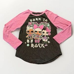 LOL Surprise Doll Girls Black & Purple Small Size 6 Born To Rock Graphic Top